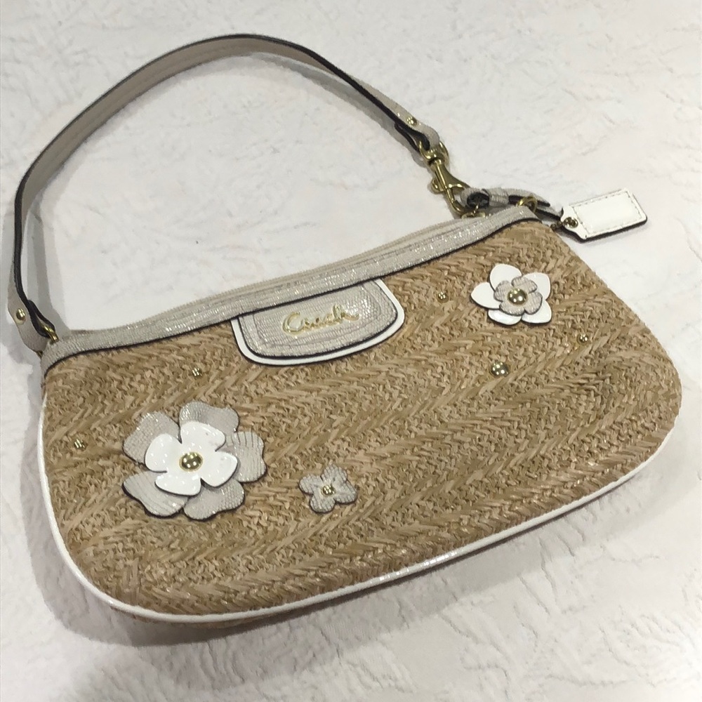 Coach straw wristlet